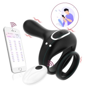 App remote control double ring lock sperm ring for men, vibrating penis delay ring for couples, sexual intercourse, flirting, adult sexual products