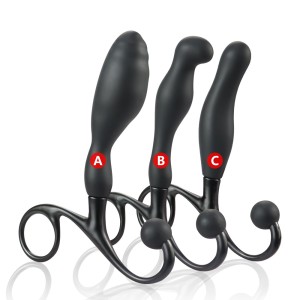 Black Knight Prostate Massager Three piece Set Silicone Anal Stopper