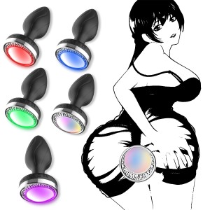 Charging remote control, luminous seven color vibrating silicone anal plug female masturbator