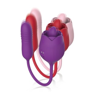 Rechargeable tongue licking vibration telescopic rose tongue masturbator, couple's fun jumping egg