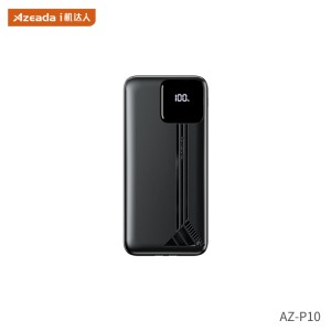 22.5W power bank with data cable, 10000mAh - Black